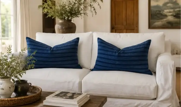 Blue Marine Stripe Lumbar Cushion