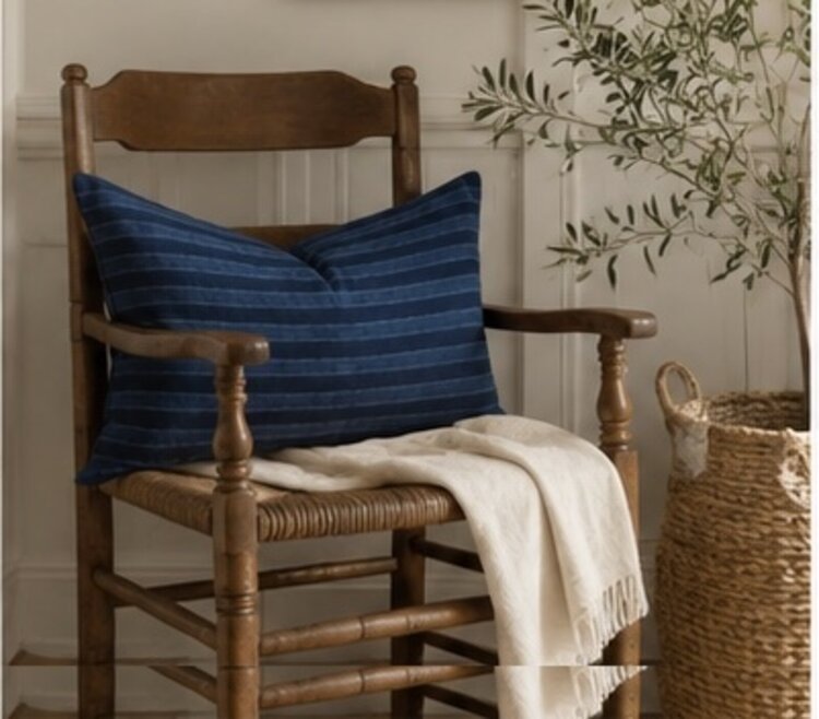 Blue Marine Stripe Lumbar Cushion