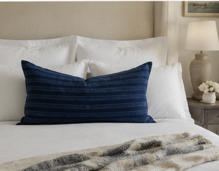 Blue Marine Stripe Lumbar Cushion