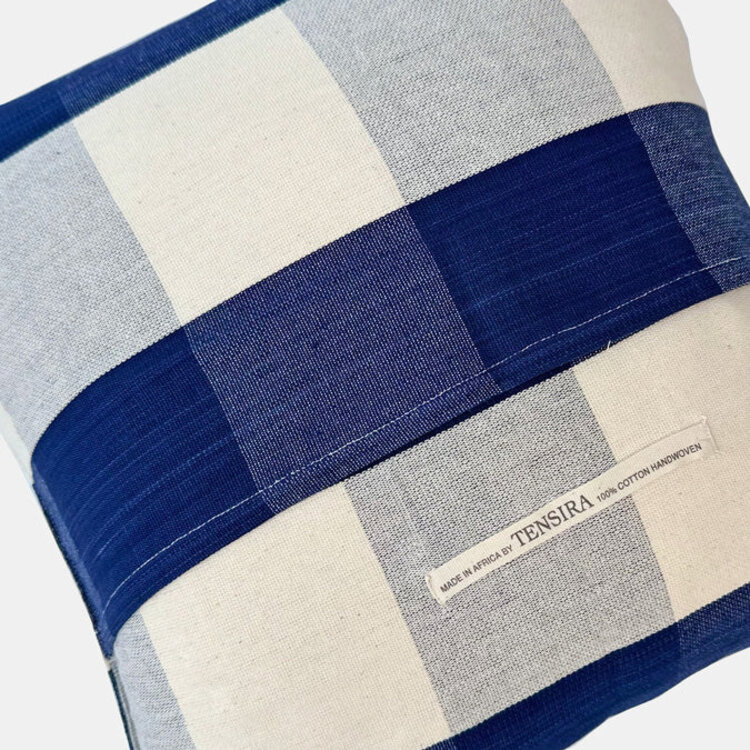 Large Blue & White Check Cushion