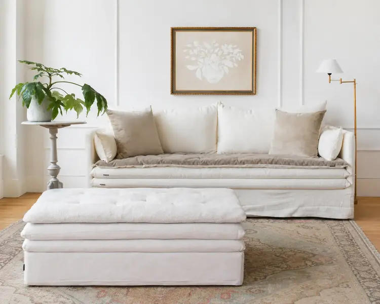 Bérengère Leroy Endless Nights Linen Ottoman Pouf