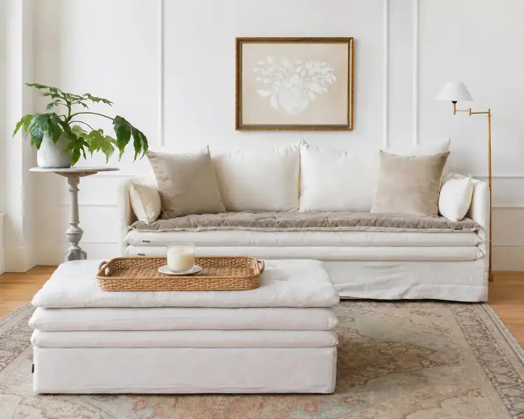 Bérengère Leroy Endless Nights Linen Ottoman Pouf