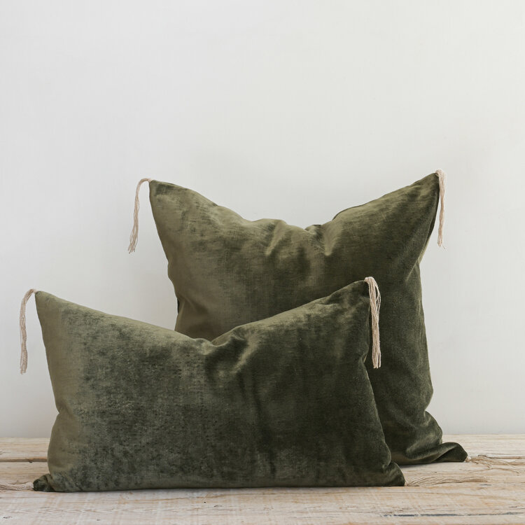 Bérengère Leroy Tsar Velvet Cushion in Kaki