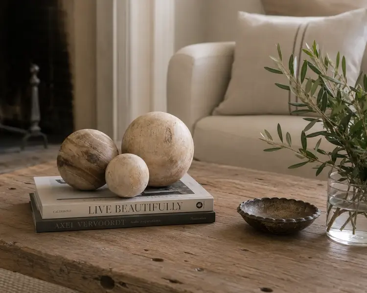 Bram Wooden Accent Sphere in Light Petrified Wood