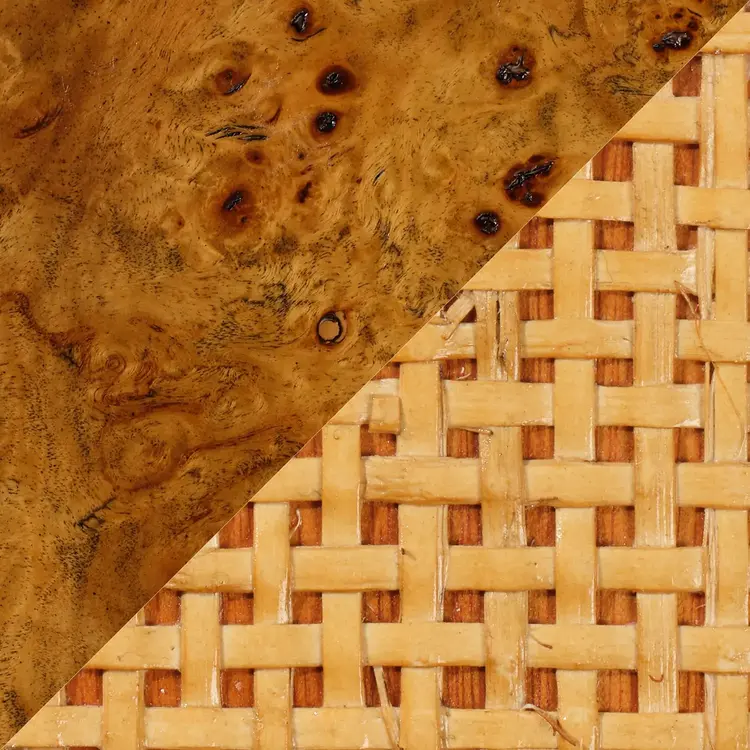 Amara Bookcase - Poplar Burl & Cane