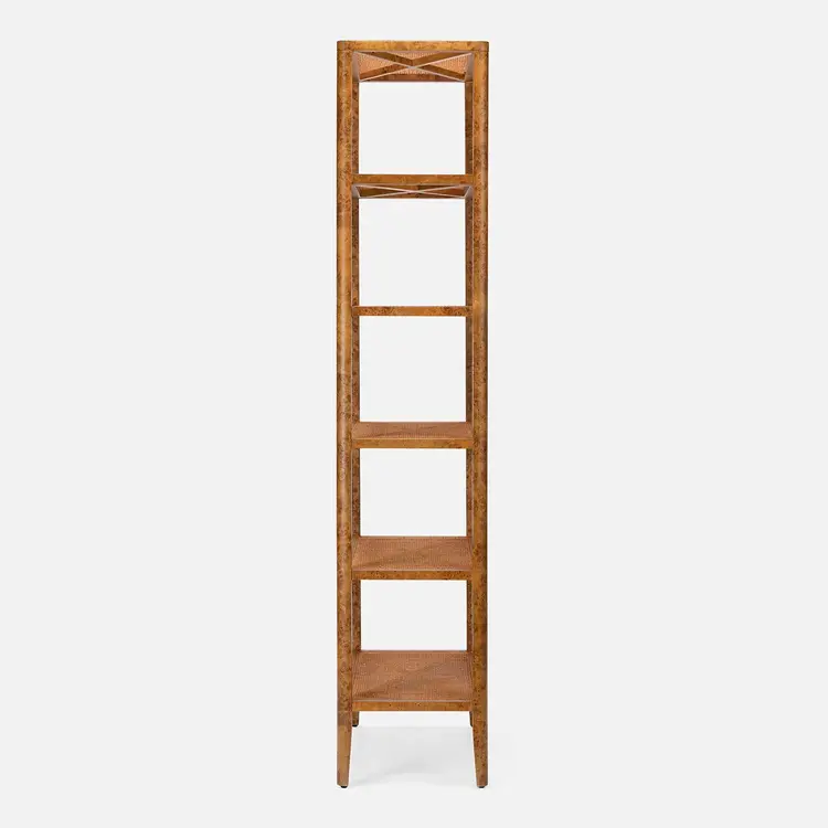 Amara Bookcase - Poplar Burl & Cane