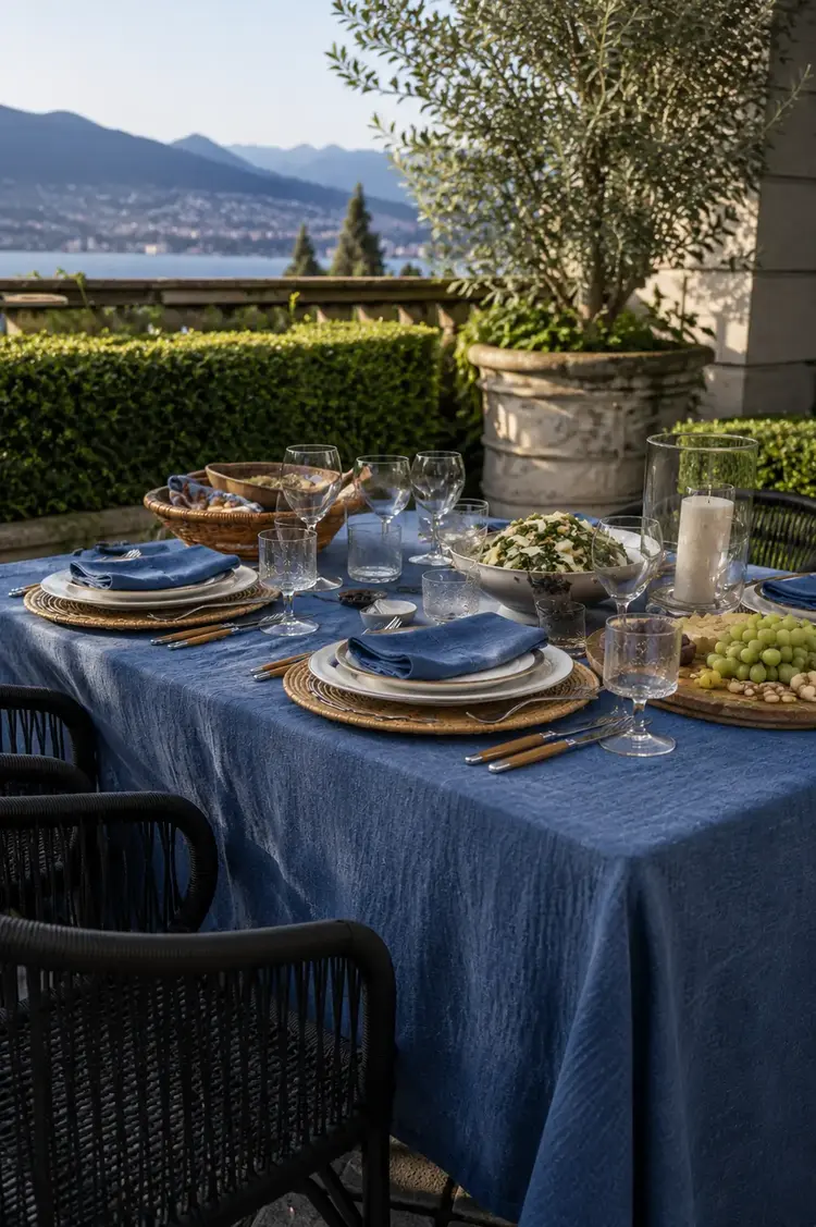 Dark Jeans French Linen Tablecloth
