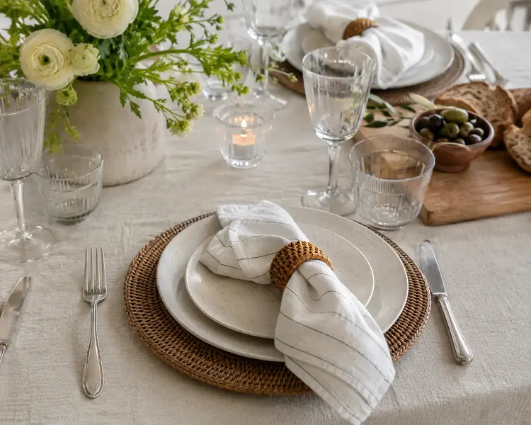 French Linen Napkins in Tennis Stripe (set of 6)