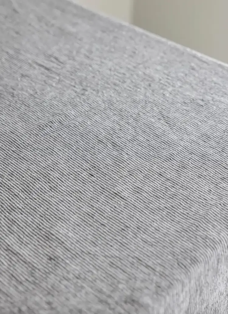 Black & White Stripe French Linen Tablecloth