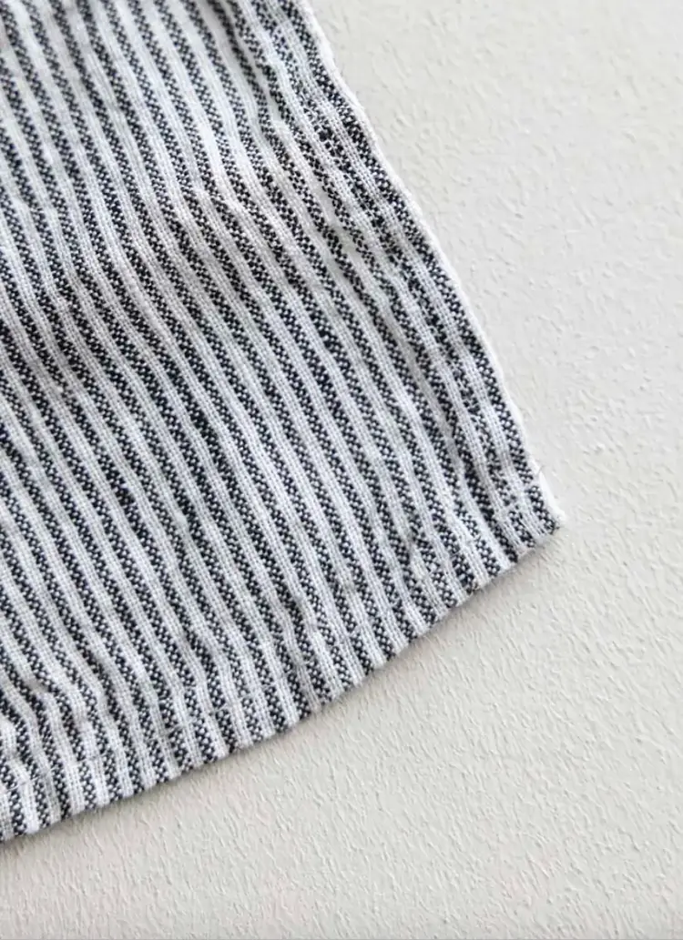 Black & White Stripe French Linen Tablecloth