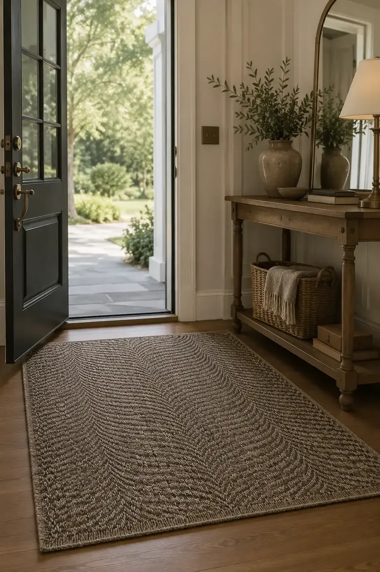Sisal Wave Woven Rug in Greige