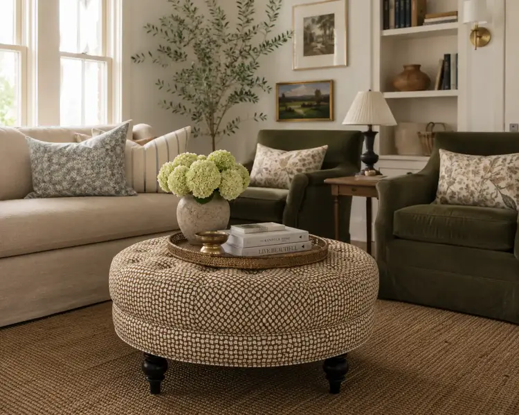 Melanie Tufted Round Ottoman