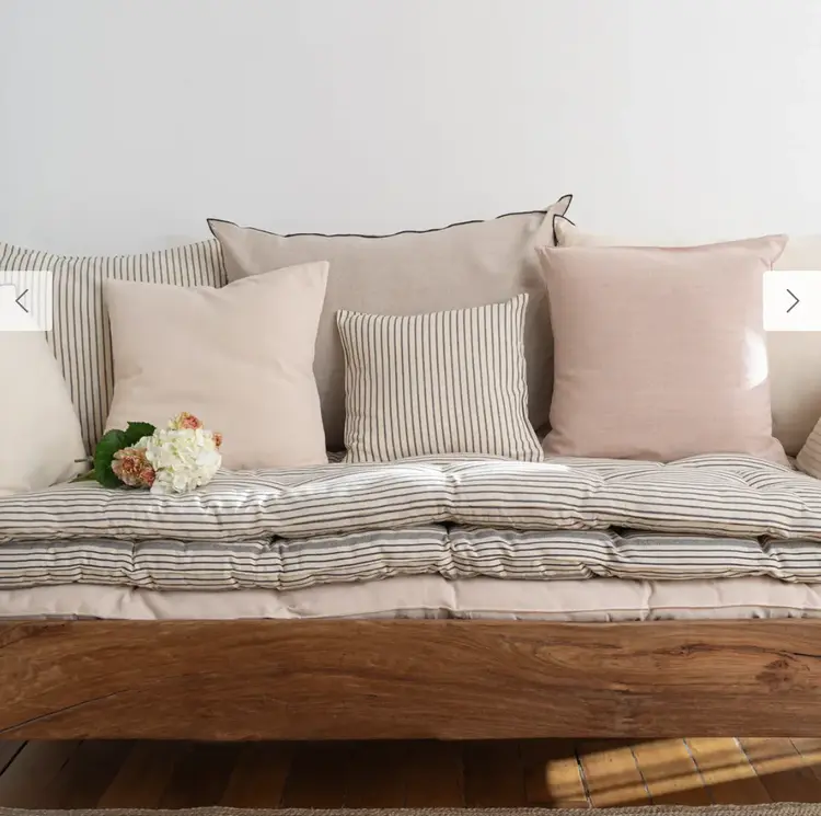 Overlay Mattress with Removable Cover in Black & White Stripe
