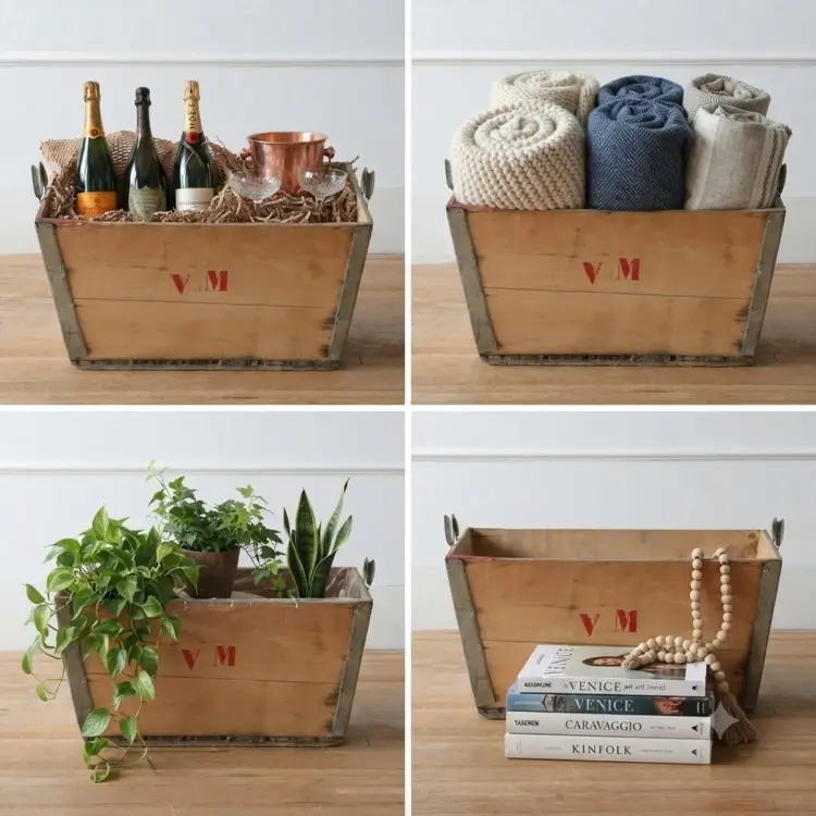 Vintage French Champagne Crate – 20th Century Wooden Crate Décor