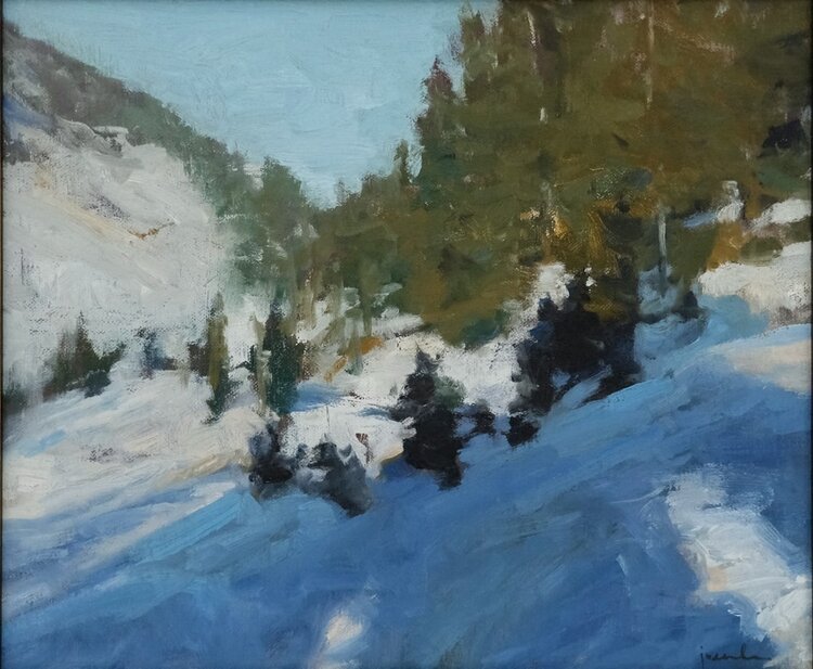 'Heather Meadows In Snow' framed oil painting by Maria Josenhans