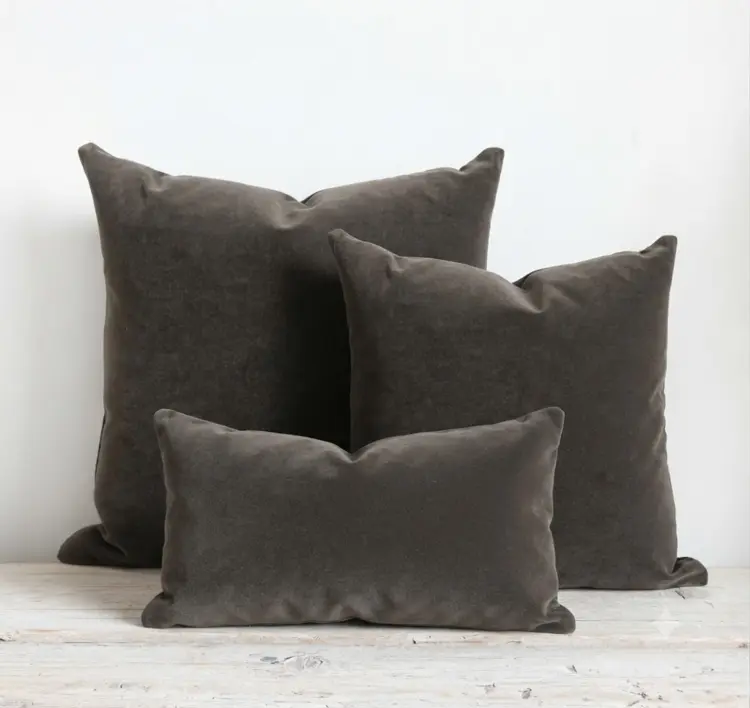 Emile Velvet Cushion in Chocolate Brown