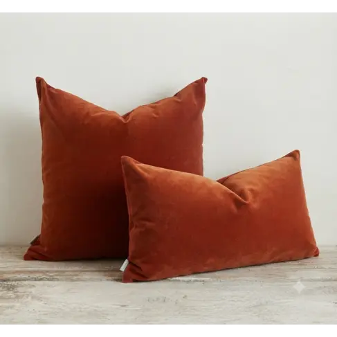 Emile Velvet Cushion in Burnt Orange