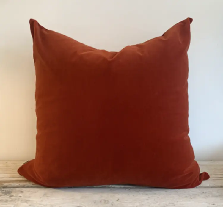 Emile Velvet Cushion in Burnt Orange