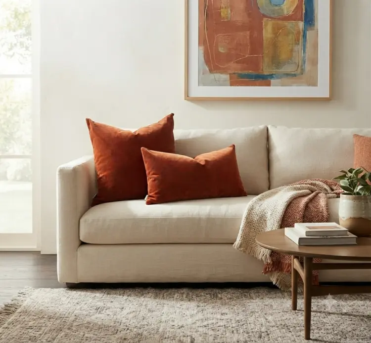 Emile Velvet Cushion in Burnt Orange