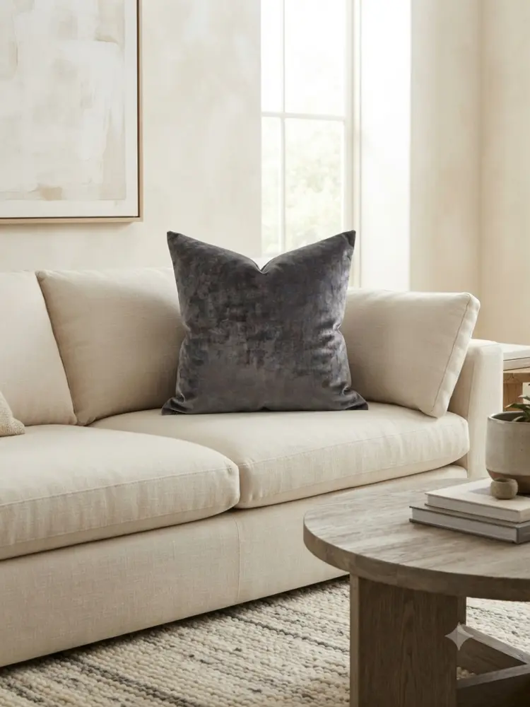 Musa Velvet Cushion in Silver 20x20"