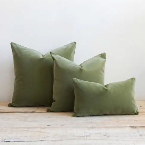 Rivoli Velvet Cushion in Vert de Gris