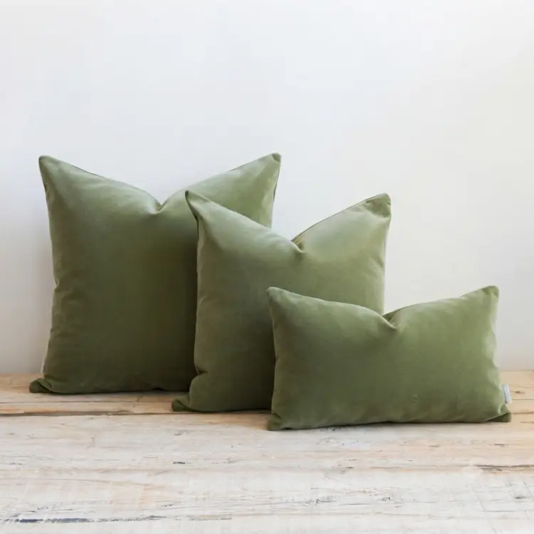 Rivoli Velvet Cushion in Vert de Gris