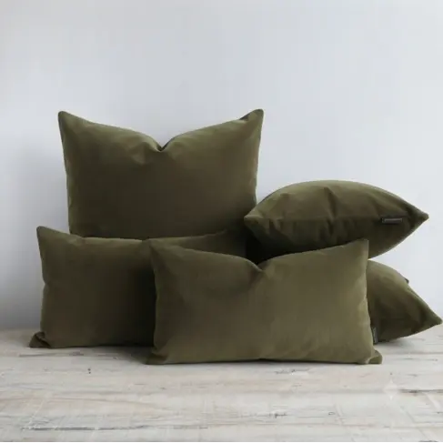 Velvet Cushion in Moss