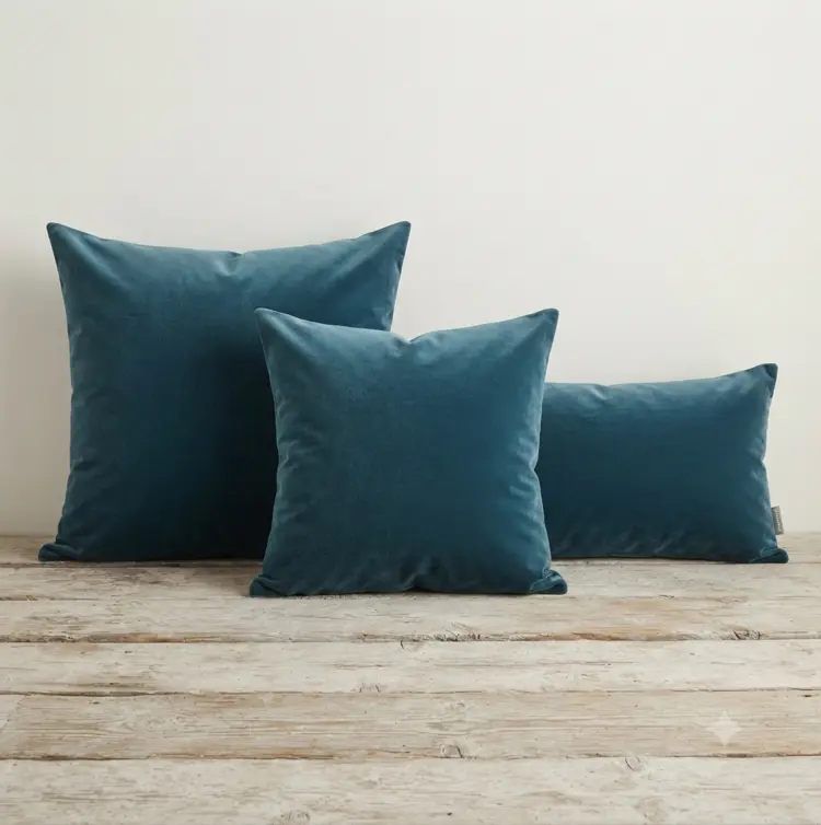 Liaison Velvet Cushion in Ocean Blue