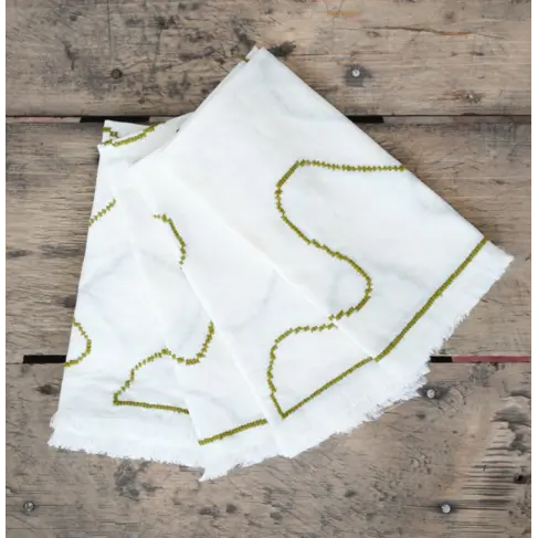 Cross Stitch Napkins Olive Green (set of 4)