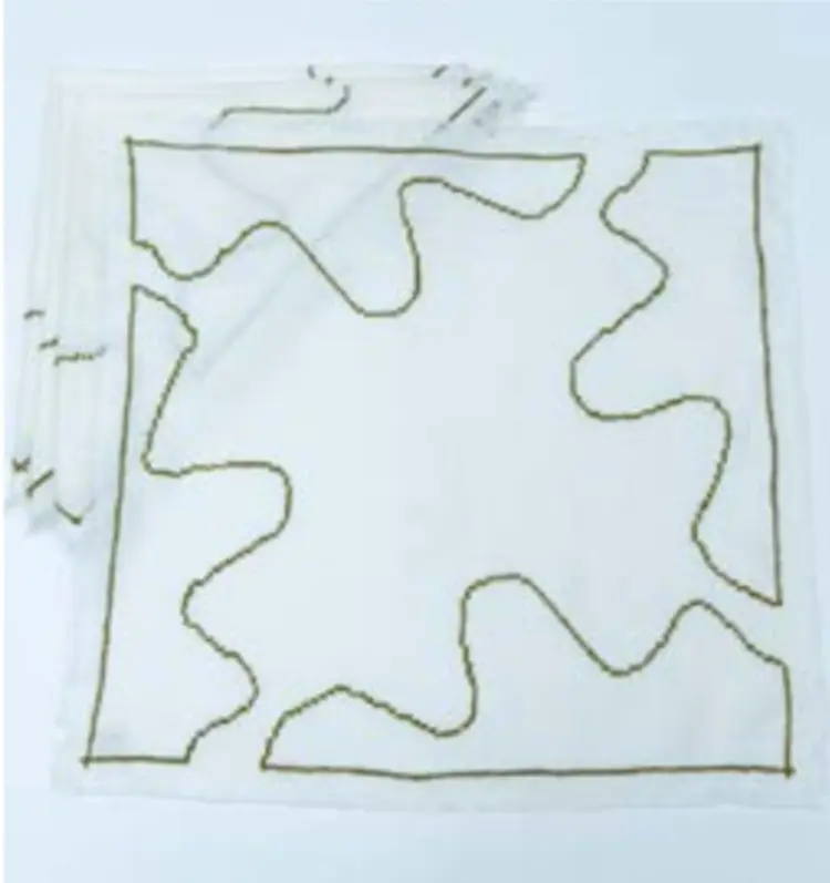 Cross Stitch Napkins Olive Green and Off-White, Set of 4