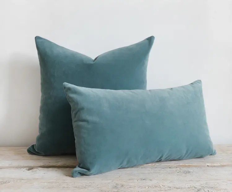 Emile Velvet Pillow in Aegean