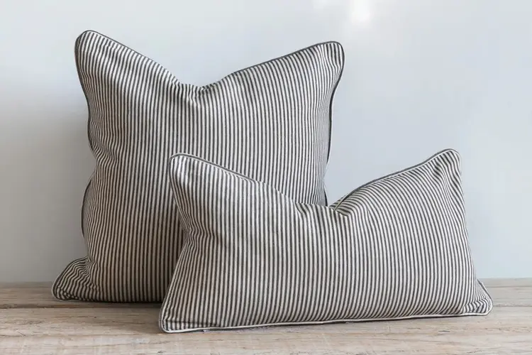 Oswin Cushion - Charcoal & White Stripe