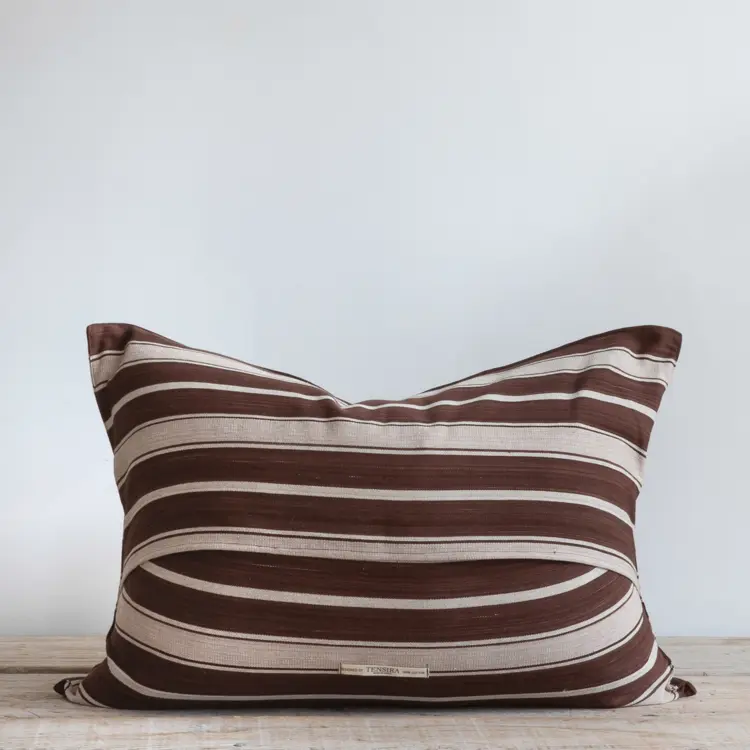 Brown & Ecru Stripe Cushion