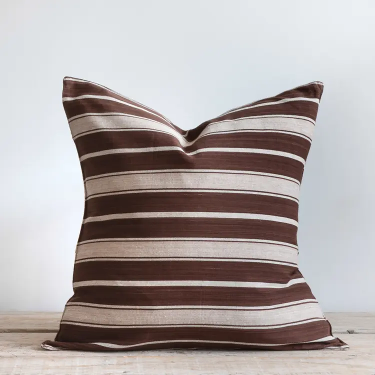 Brown & Ecru Stripe Cushion