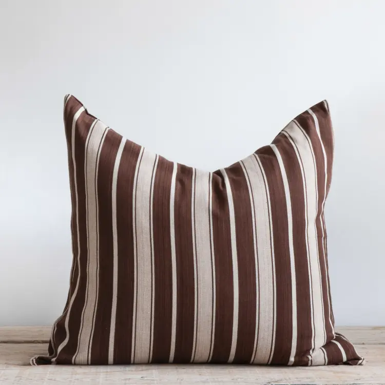 Brown & Ecru Stripe Cushion