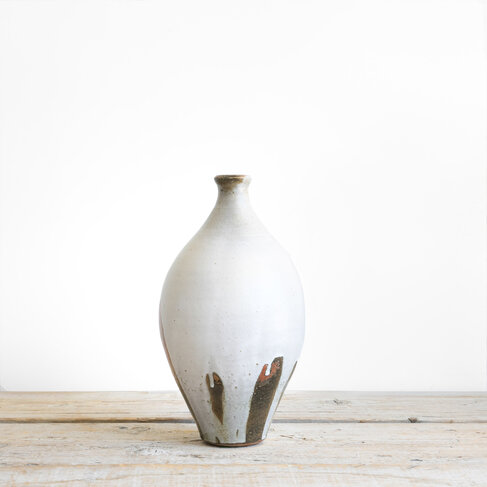 Christer Myrberg Tall Bottle with White Glaze Vase