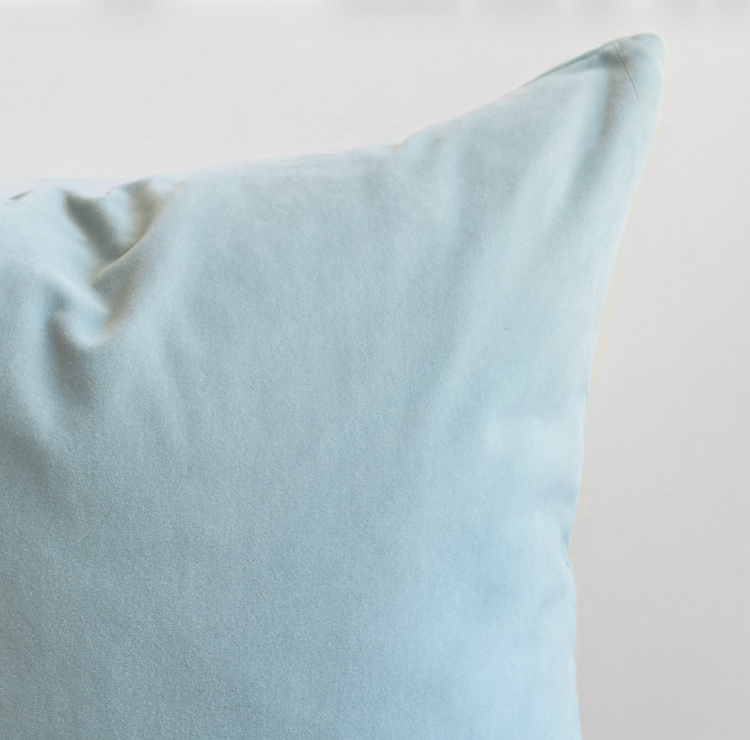 Emile Velvet Cushion in Sky