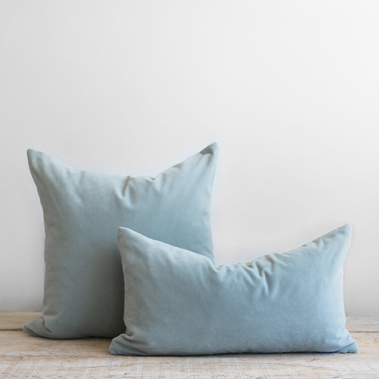 Emile Velvet Cushion in Sky