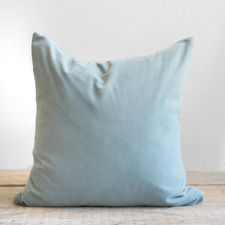 Emile Velvet Cushion in Sky