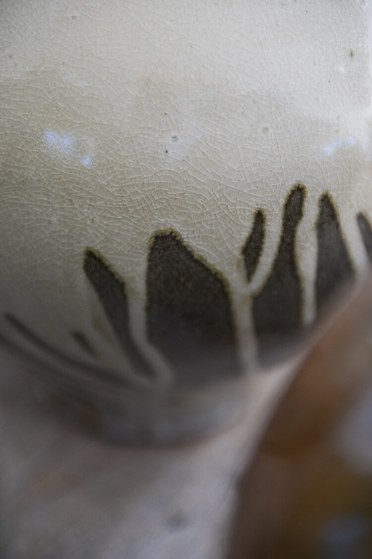 Christer Myrberg Tall Bottle Vase with Matte White & Dark Glaze