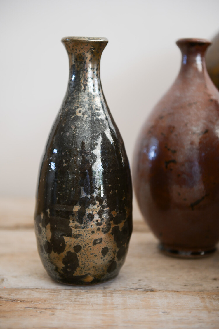 Christer Myrberg Small Pottery Bottle Vase in Japanese Mingei Style