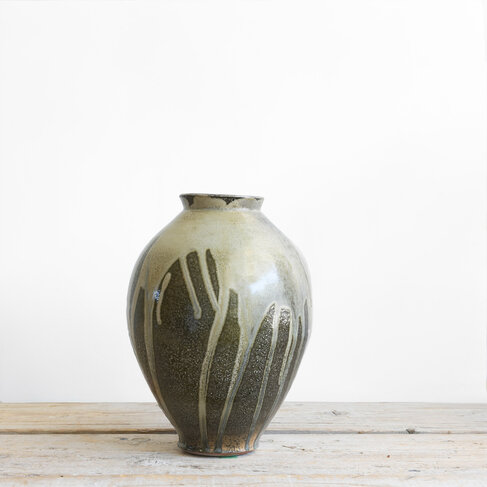 Christer Myrberg Large Dark & White Hand-Thrown Vase