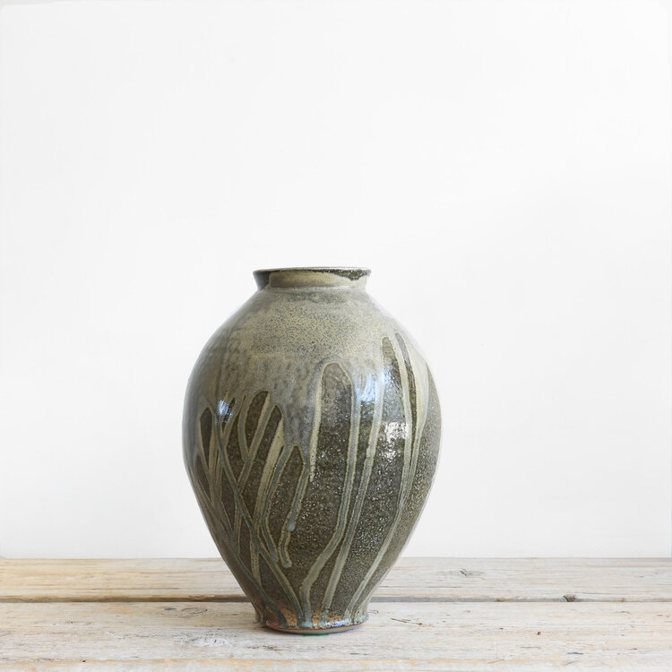 Christer Myrberg Large Dark & White Hand-Thrown Vase
