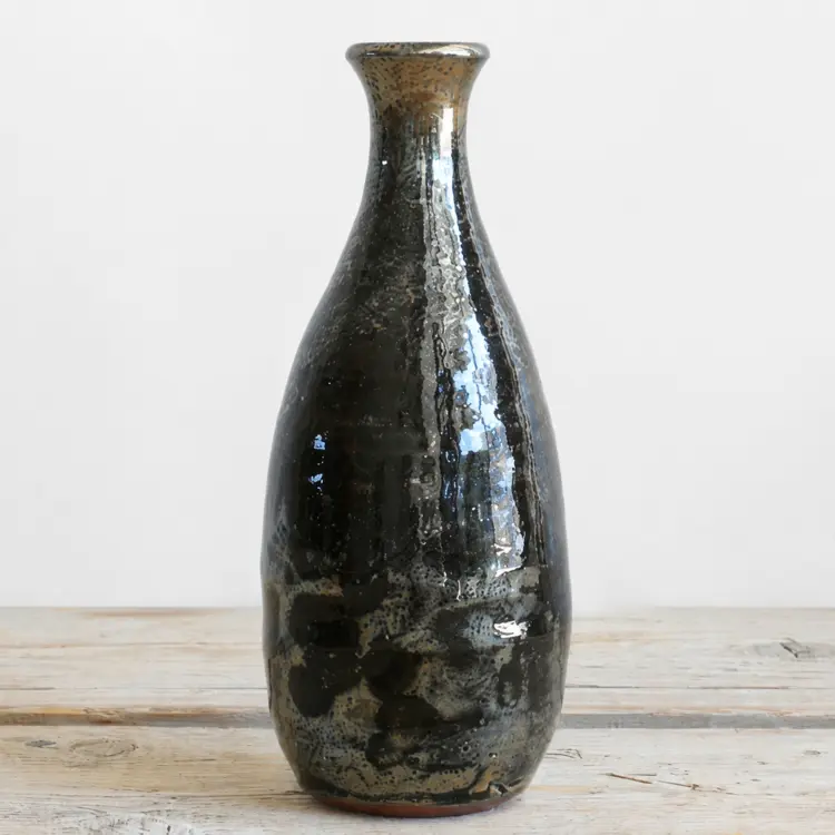 Christer Myrberg Small Pottery Bottle Vase in Japanese Mingei Style