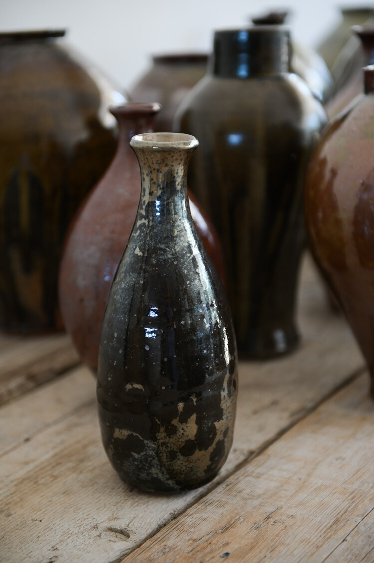 Christer Myrberg Small Pottery Bottle Vase in Japanese Mingei Style