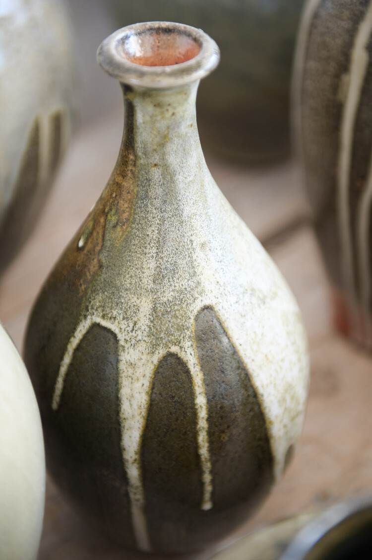 Christer Myrberg Dark Shino Plum Bottle Vase