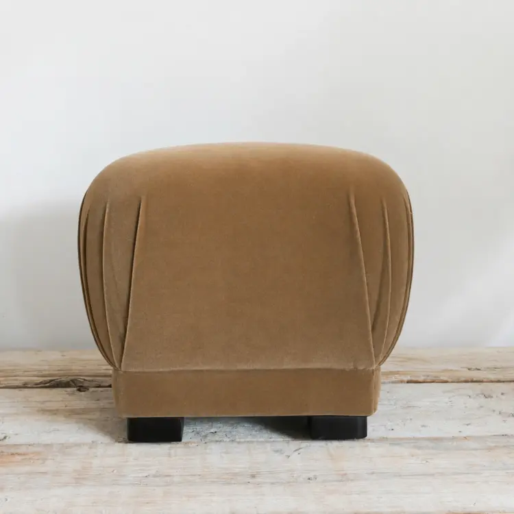 Gild Mushroom Footstool Ottoman Pouf in Caramel Mohair