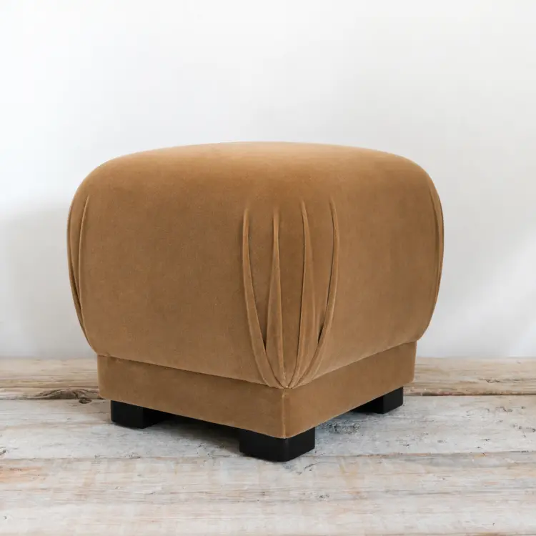 Gild Mushroom Footstool Ottoman Pouf in Caramel Mohair