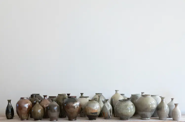 Large Dark & White Hand-Thrown Vase