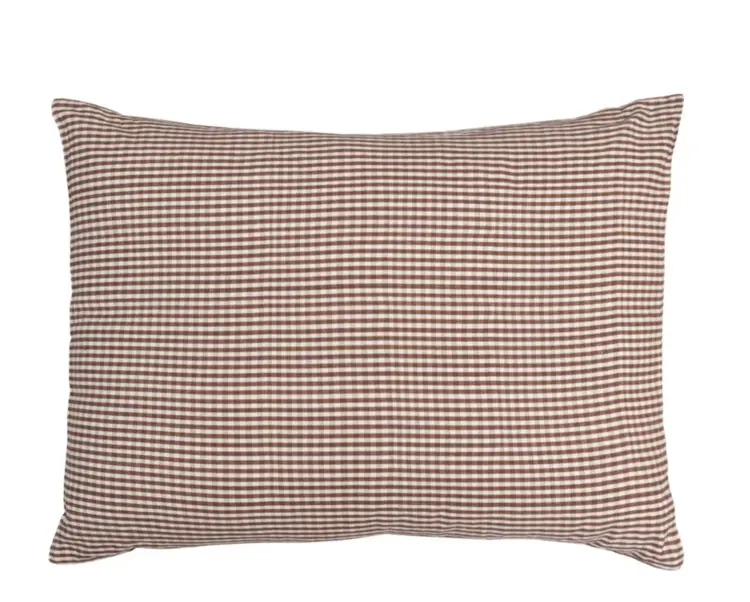 Brown Gingham Cotton Cushion